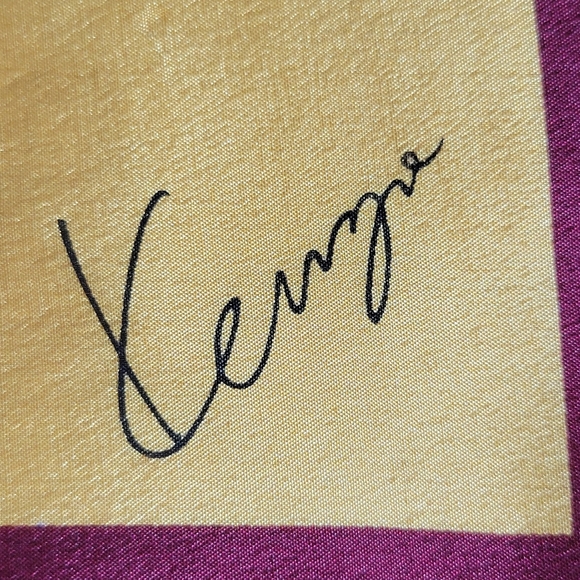 Vintage 100% silk Burgundy and Yellow Striped Scarf Signed KENZO.See picture. - Picture 2 of 6